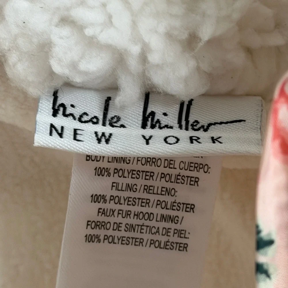 NWT Nicole Miller New York Baby Girls Pink Floral Quilted Snowsuit 6/9M Months